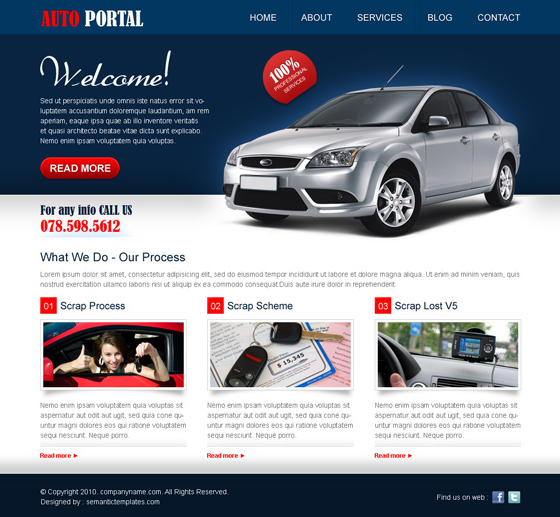 Chức năng cơ bản của gói thiết kế website thuê xe ôtô 1