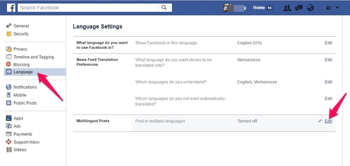 Cách đăng Status Facebook với nhiều ngôn ngữ 2