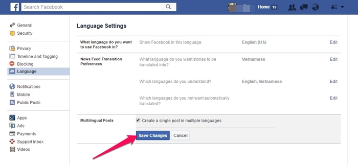 Cách đăng Status Facebook với nhiều ngôn ngữ 3